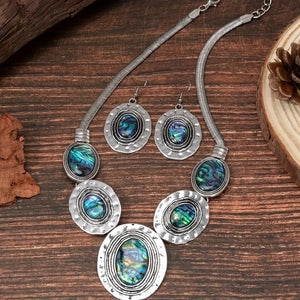 Abalone Dreams - Silver-Plated Necklace & Earrings Set