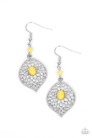 Paparazzi - Perky Perennial - Yellow Earrings