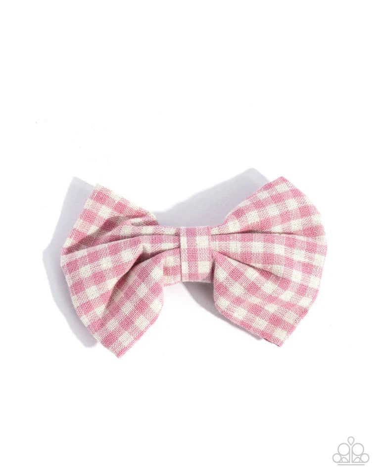 Paparazzi - Gingham Grove - Pink Hair Clip