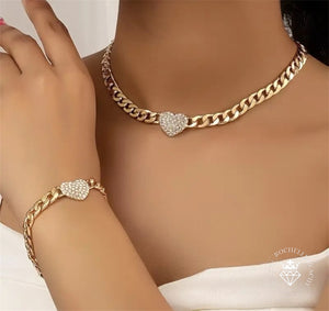 Dazzling Hearts Necklace & Bracelet Set