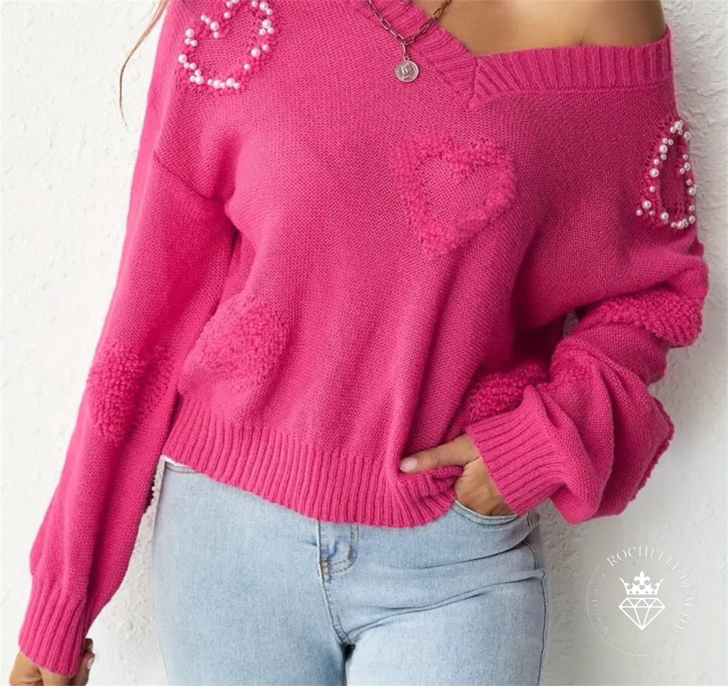 Beaded Heart Sweater