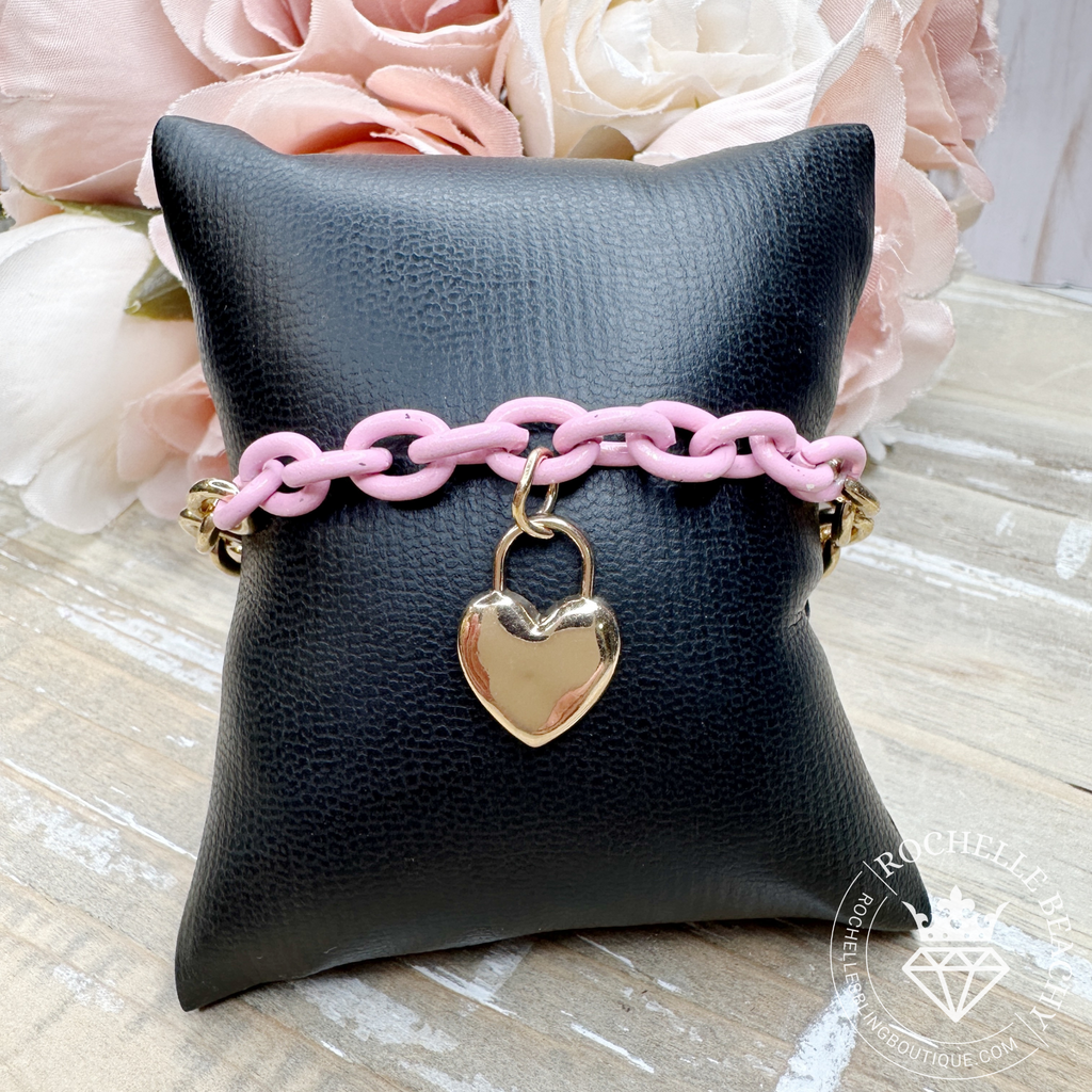 Paparazzi - Locked and Loved - Pink Bracelet