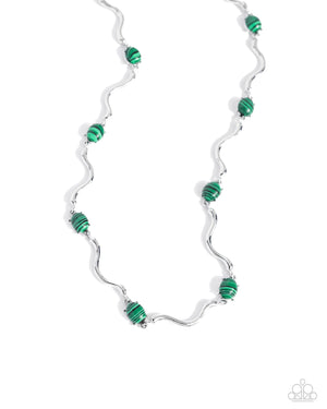 Paparazzi - Striped Season - Green Necklace