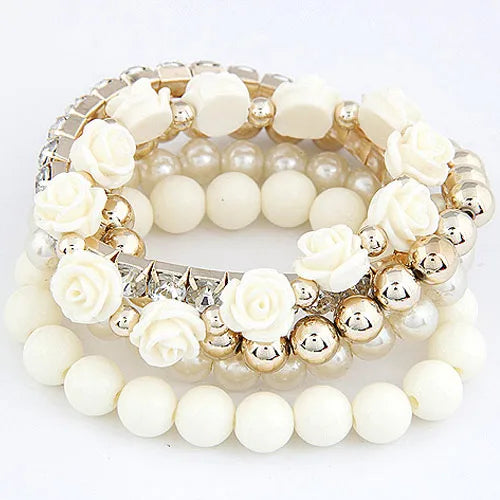 Radiant Fleur - White Bracelet Set