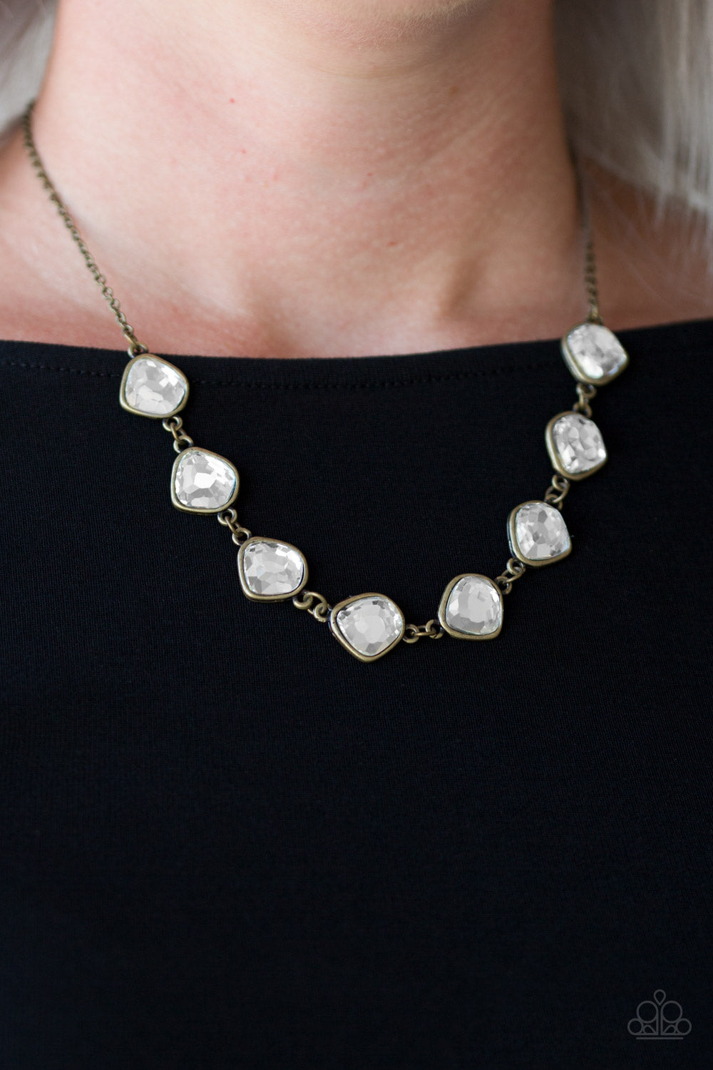 Paparazzi Accessories - The Imperfectionist - Brass & White Necklace