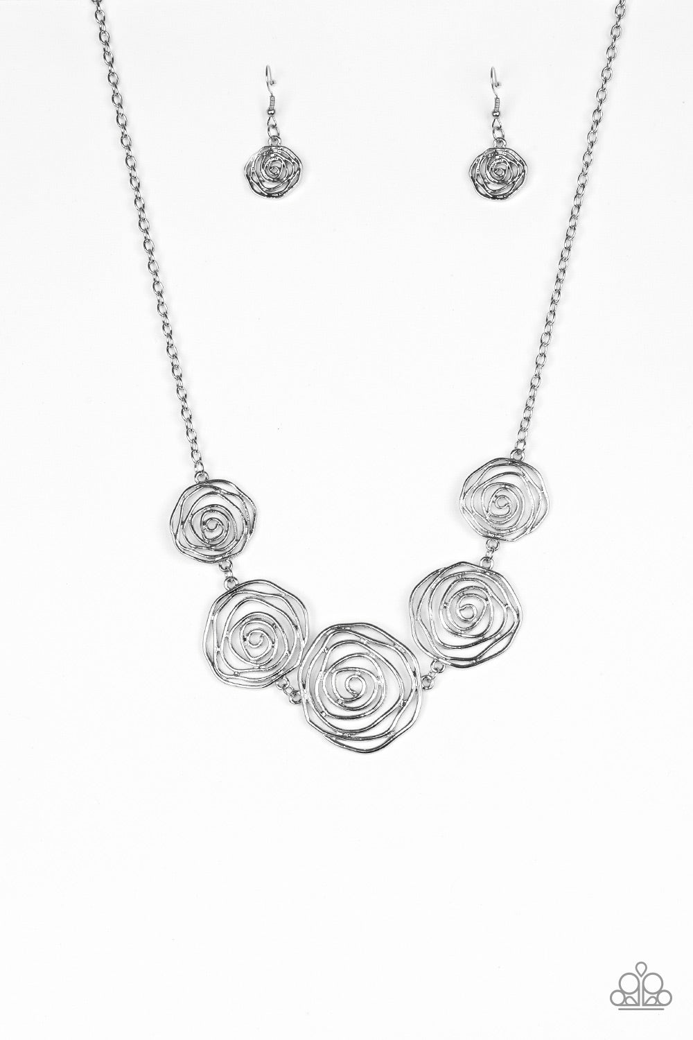 Paparazzi Accessories - Rosy Rosette - Silver Necklace