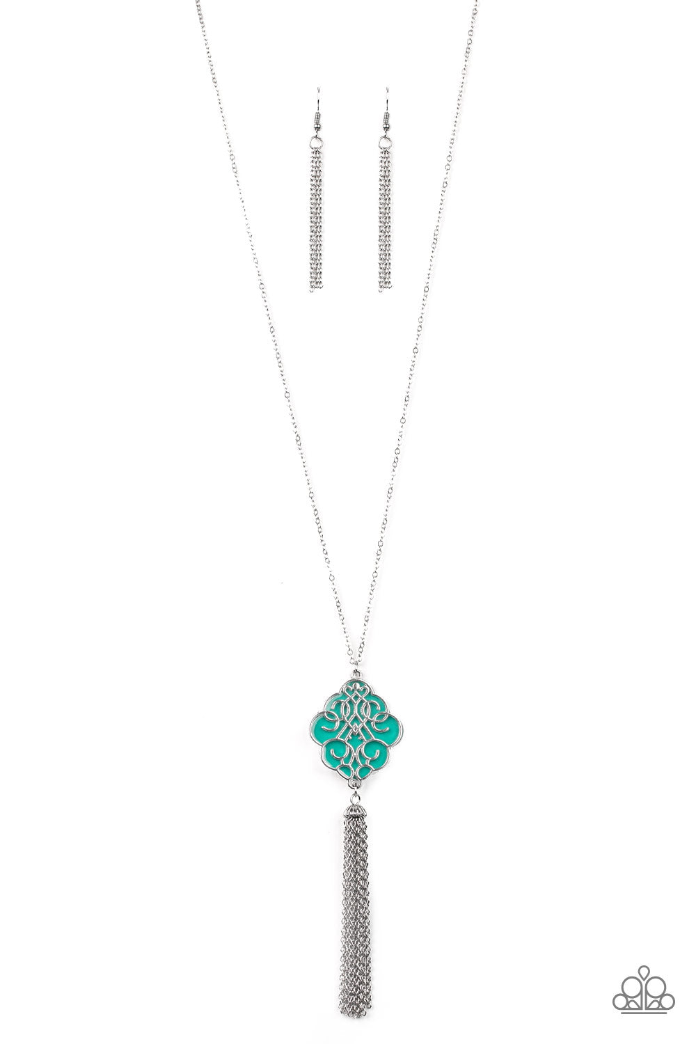 Paparazzi - Malibu Mandala - Green & Silver Necklace