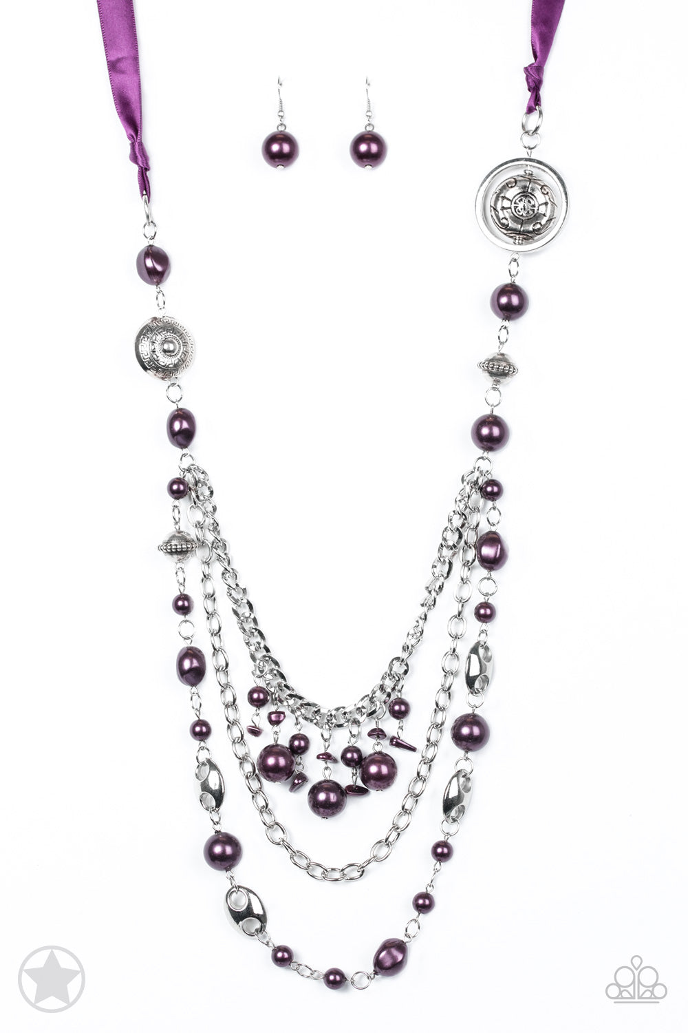 Paparazzi Accessories - All The Trimmings - Purple & Silver Necklace