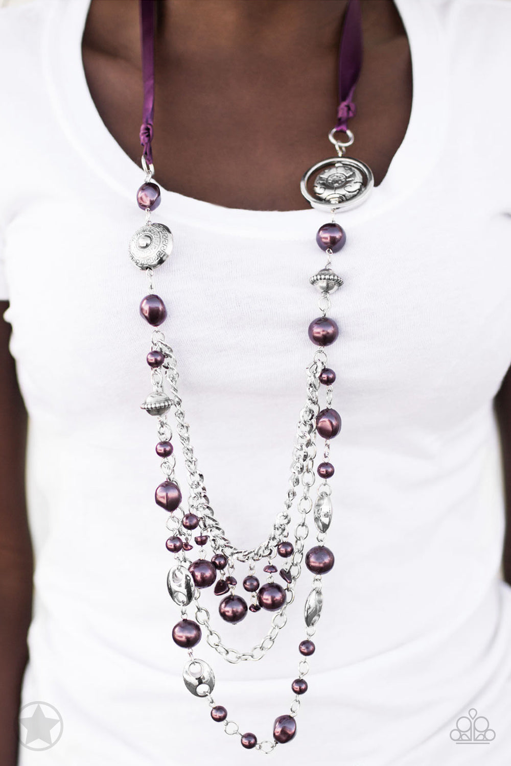 Paparazzi Accessories - All The Trimmings - Purple & Silver Necklace