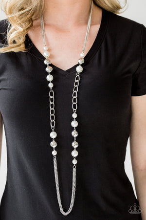 Paparazzi Accessories - Uptown Talker - White & Silver Necklace