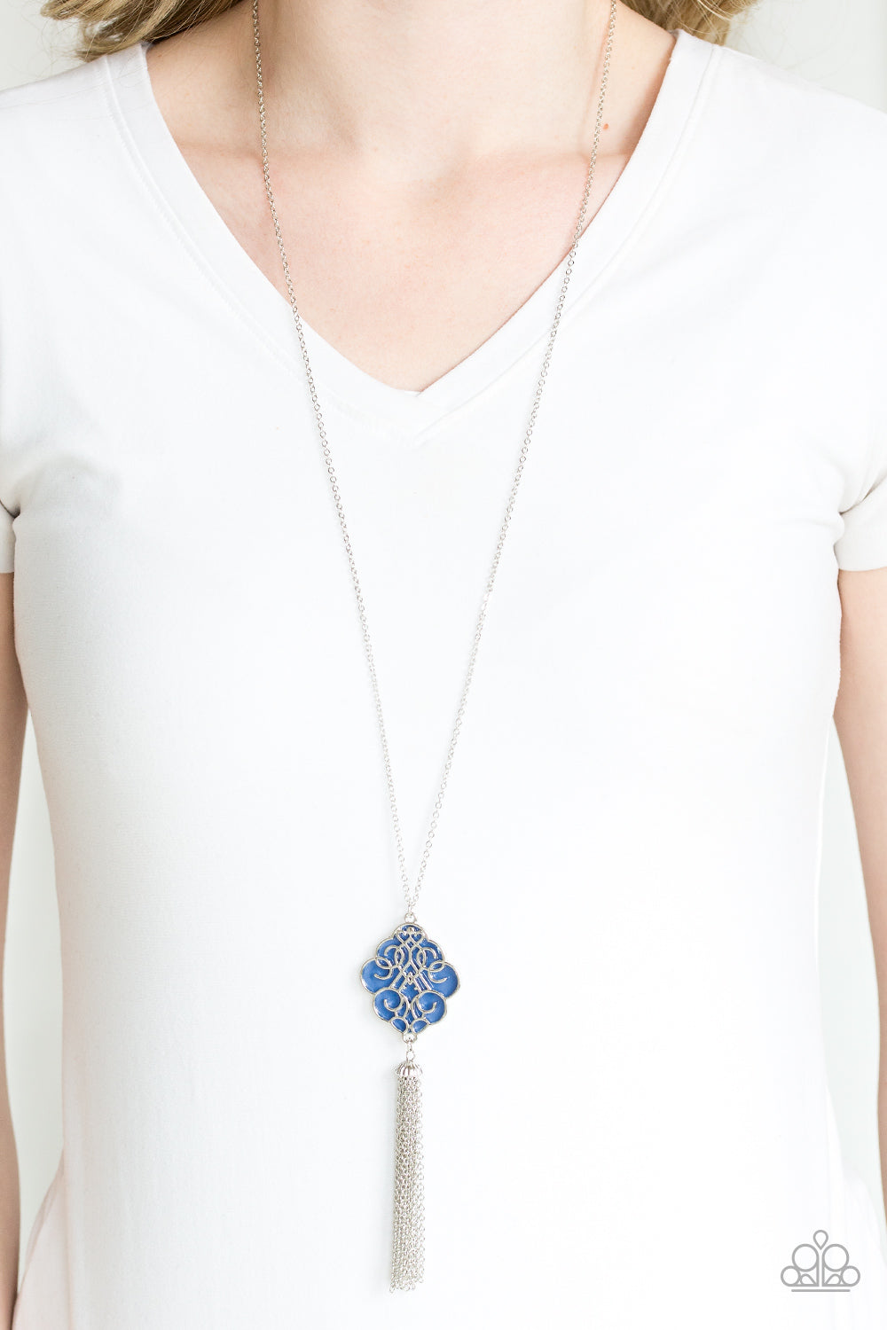 Paparazzi Accessories - Malibu Mandala - Blue & Silver Necklace