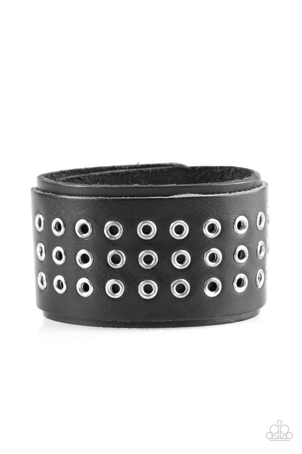 Paparazzi Accessories - Road Rage - Black Leather Bracelet