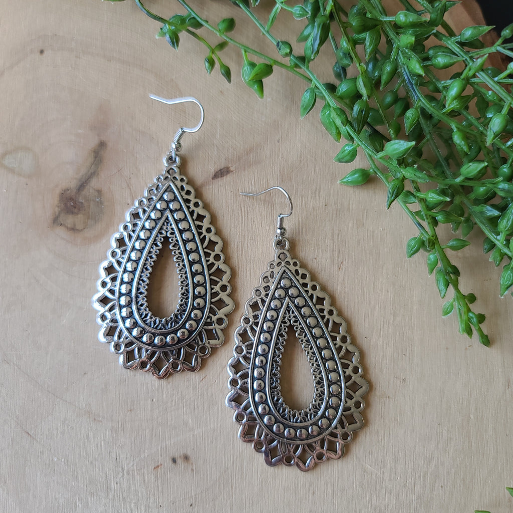 Paparazzi - Texture Garden - Silver Earrings