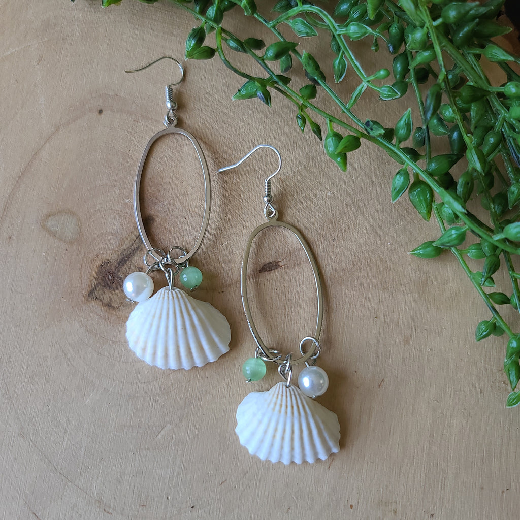 Paparazzi - This Too SHELL Pass - Green Earrings