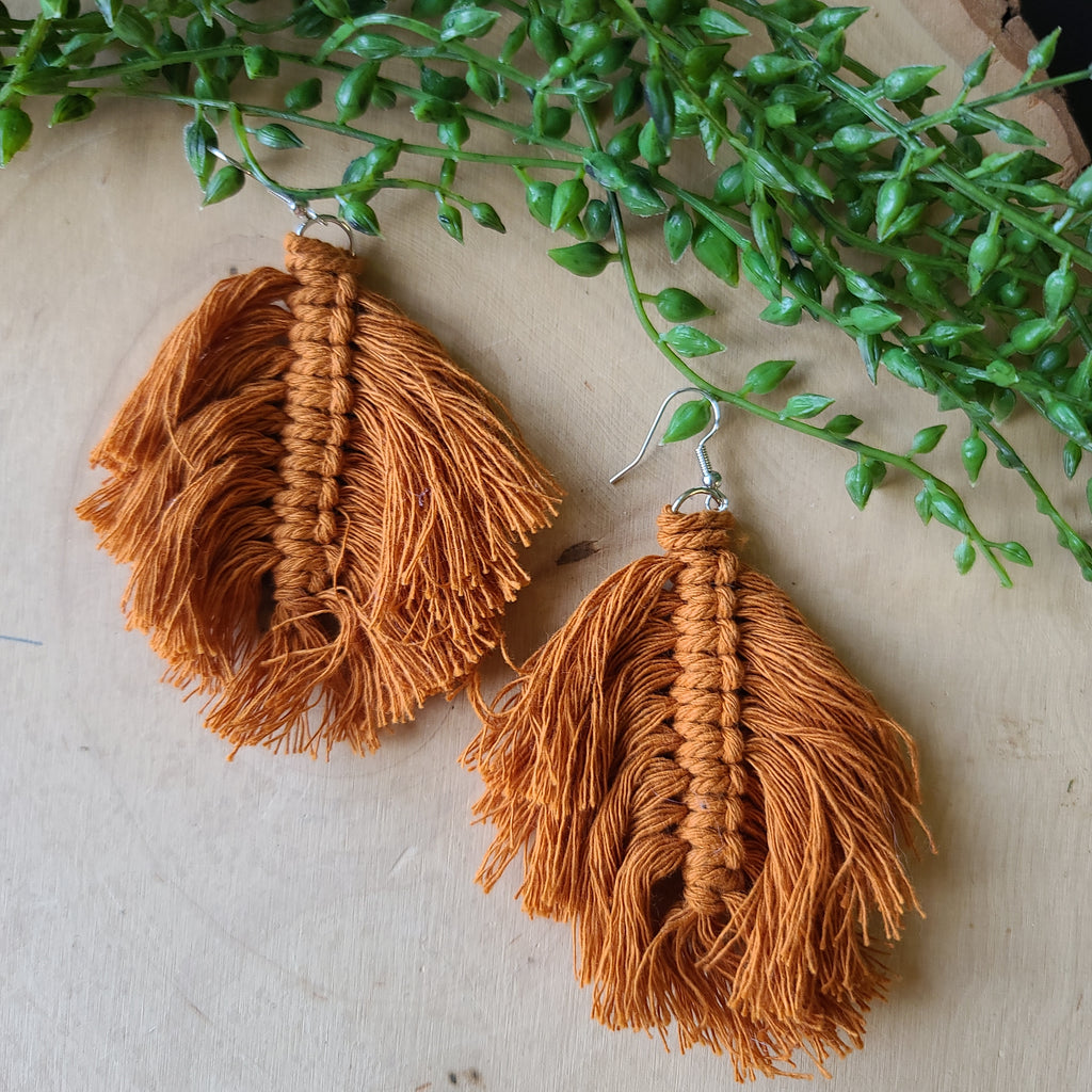 Paparazzi - Macrame Mamba - Brown Earrings