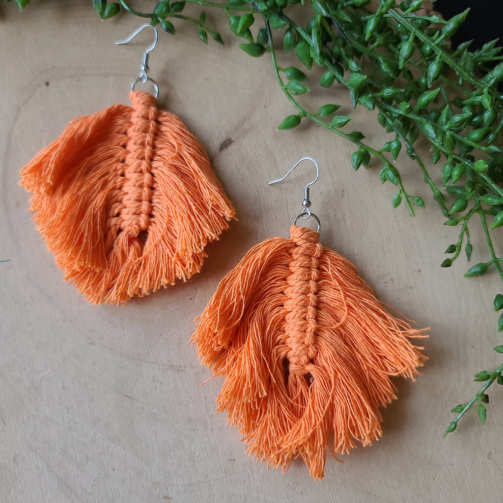 Paparazzi - Macrame Mamba - Orange Earrings