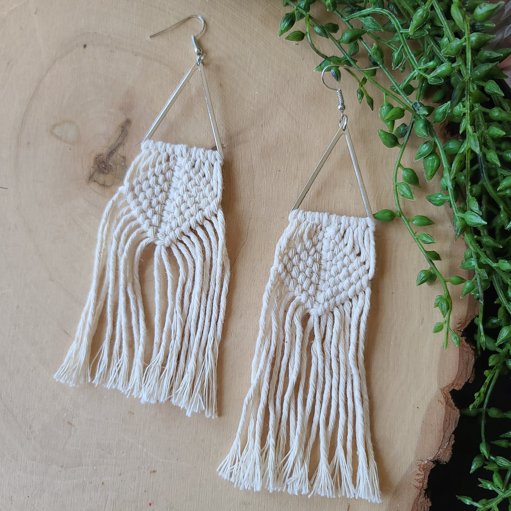 Paparazzi - Macrame Jungle - White Earrings