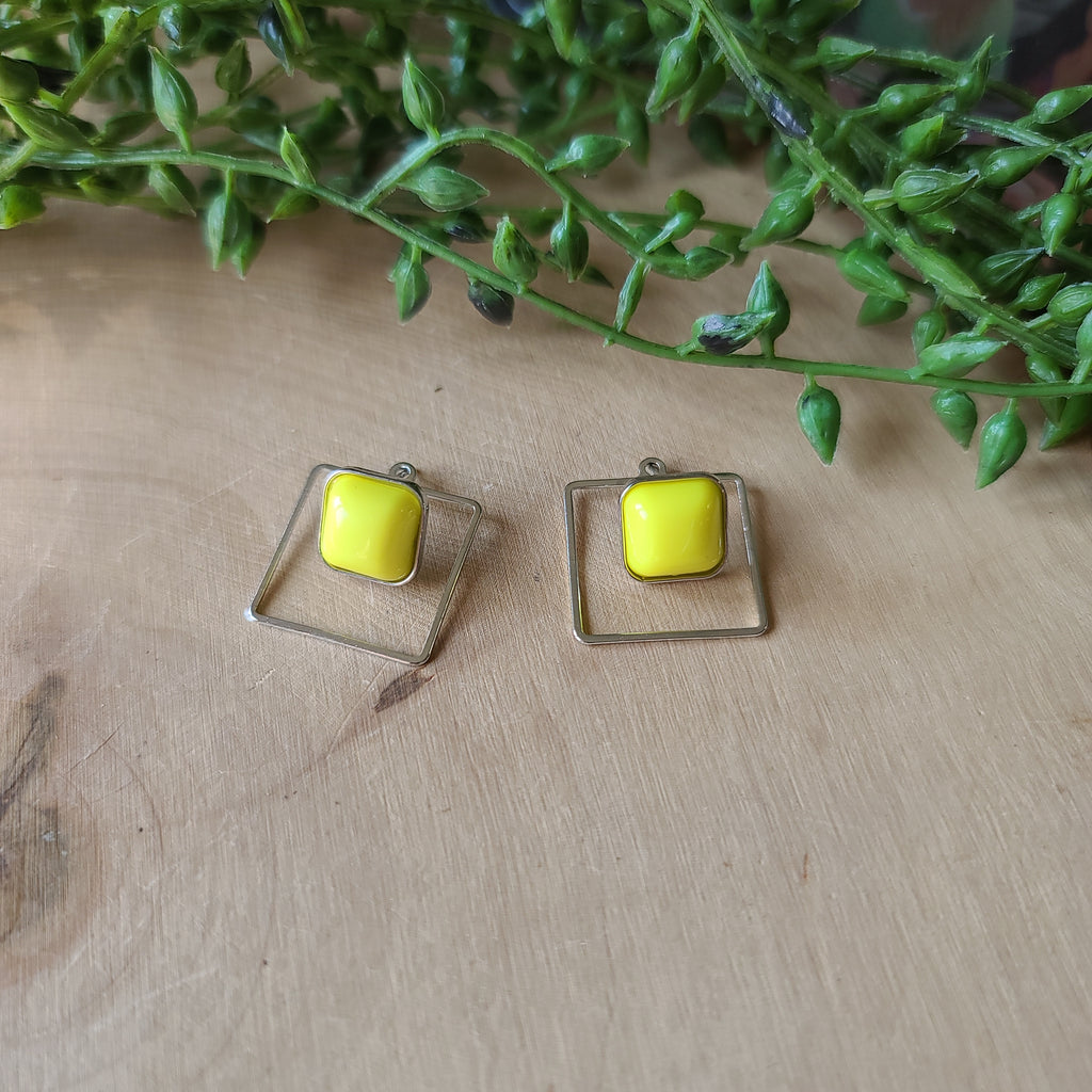 Paparazzi - FLAIR and Square - Yellow Earrings