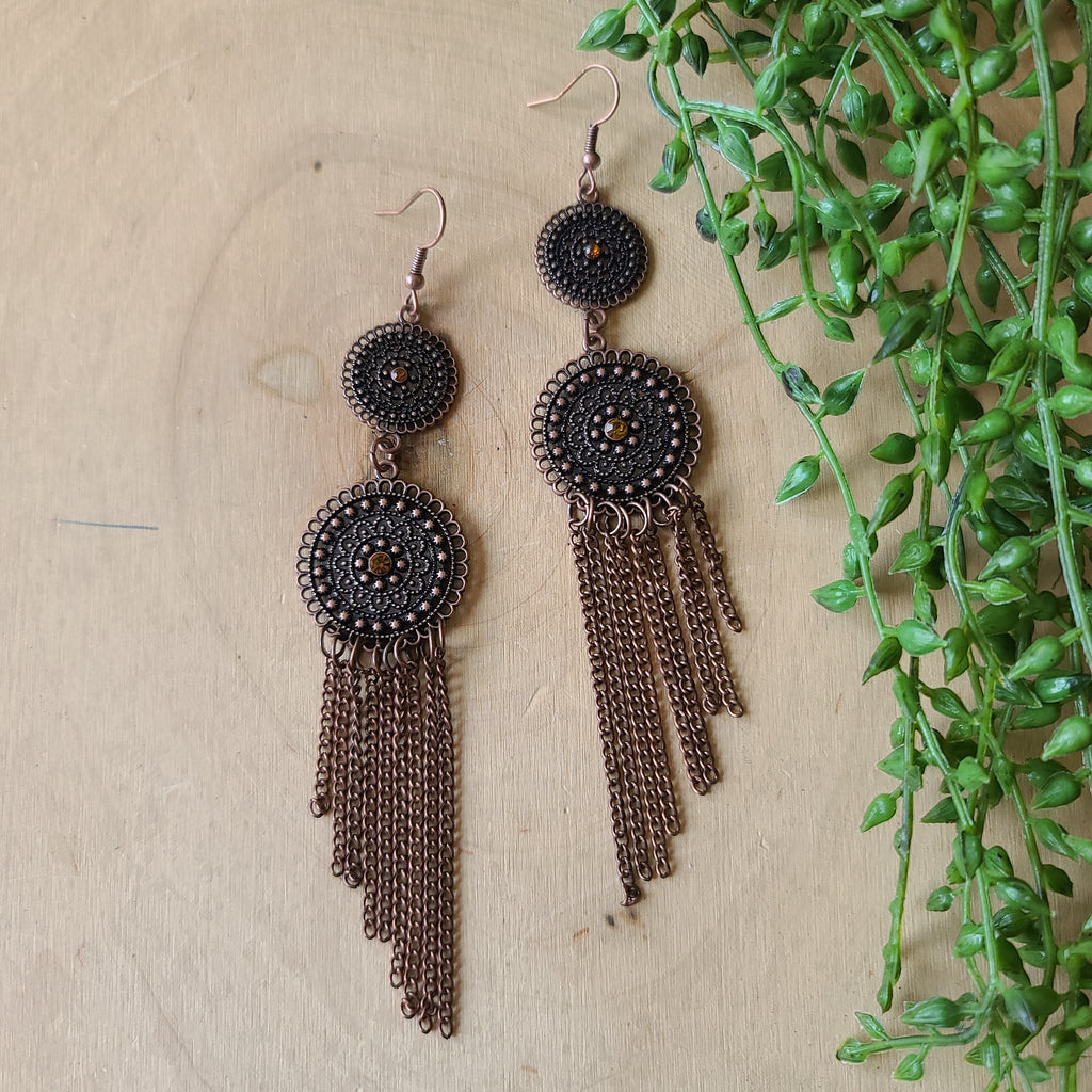 Paparazzi - Medallion Mecca - Copper Earrings