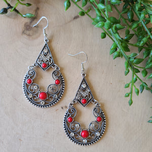 Paparazzi - Bohemian Ball - Red Earrings