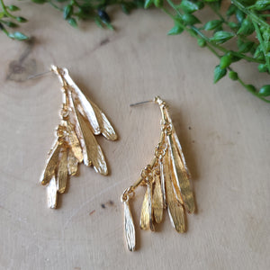 Paparazzi - Pursuing The Plumes - Gold Earrings