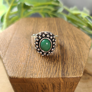 Paparazzi - Please and Thank You - Silver & Green Ring