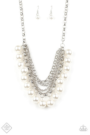 Paparazzi - One-Way WALL STREET - White & Silver Necklace
