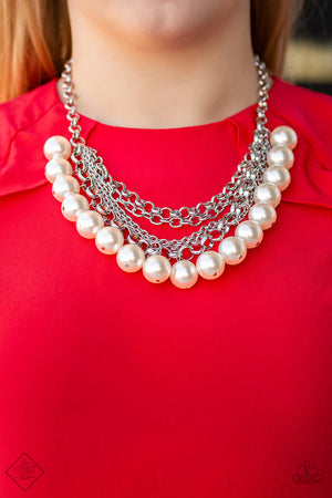 Paparazzi Accessories - One-Way WALL STREET - White & Silver Necklace