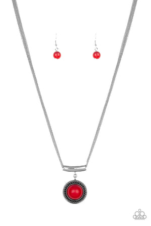 Paparazzi Accessories - Gypsy Gulf - Red & Silver Necklace