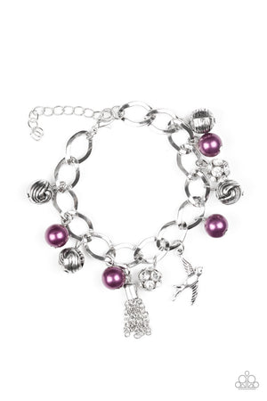 Paparazzi - Lady Love Dove - Purple & Silver Bracelet