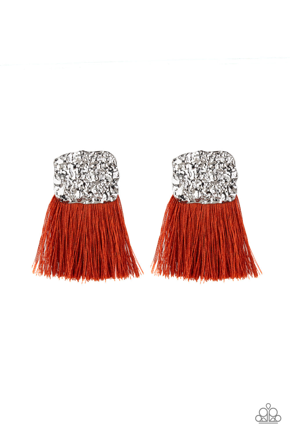 Paparazzi - Plume Bloom - Orange & Silver Earrings