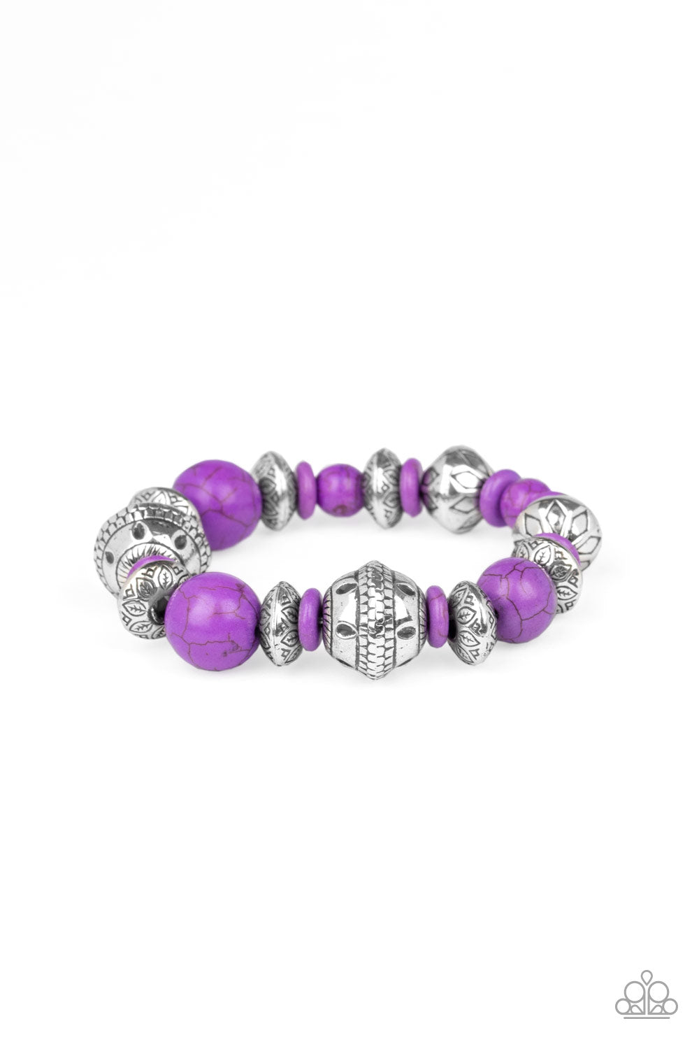 Paparazzi - Majestic Masonry - Purple & Silver Bracelet