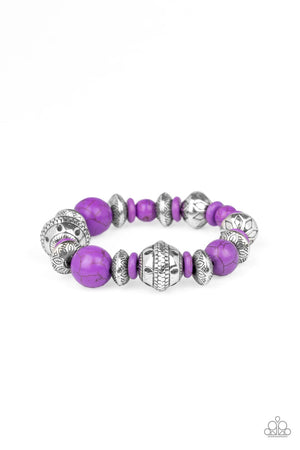 Paparazzi - Majestic Masonry - Purple & Silver Bracelet