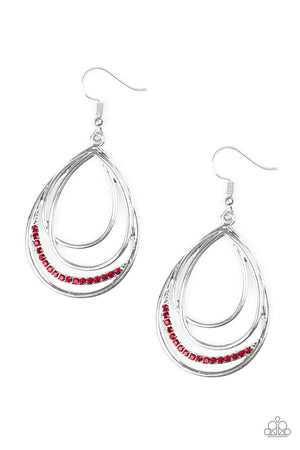 Paparazzi Accessories - Start Each Day With Sparkle - Red & Silver Earrings