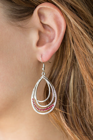 Paparazzi Accessories - Start Each Day With Sparkle - Red & Silver Earrings