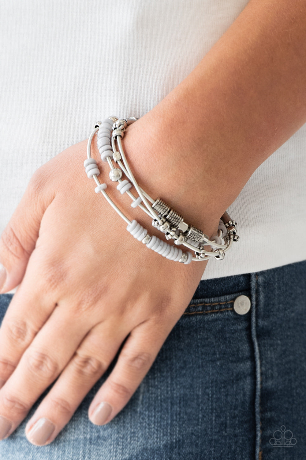 Paparazzi - Tribal Spunk - Silver Bracelet