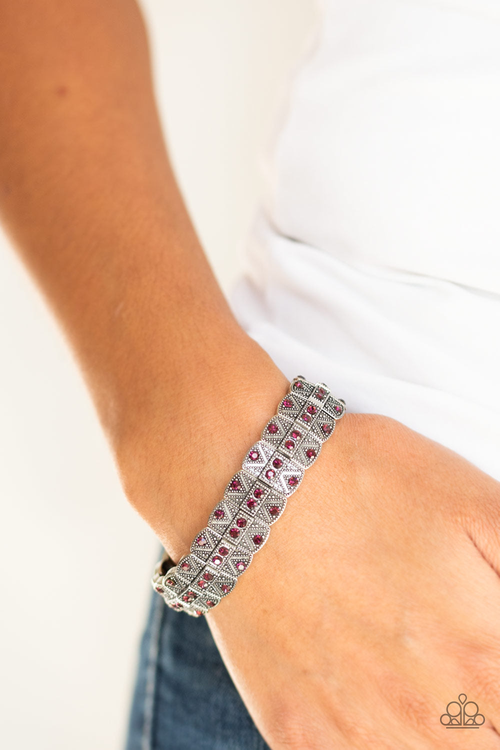 Paparazzi Accessories - Modern Magnificence - Purple & Silver Bracelet
