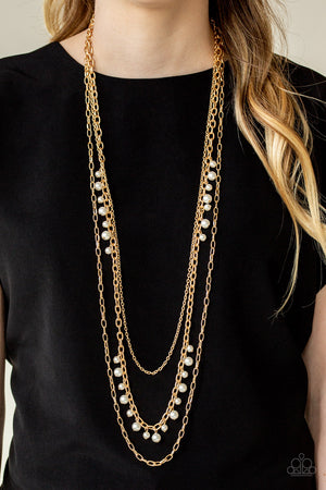 Paparazzi - Pearl Pageant - Gold Necklace