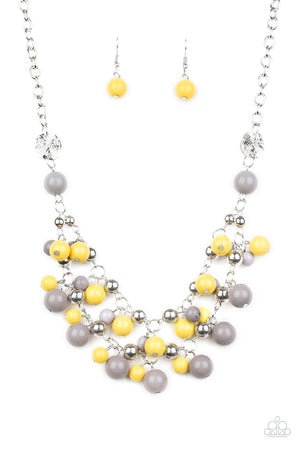 Paparazzi - Seaside Soiree - Yellow + Gray Necklace