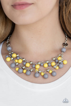 Paparazzi - Seaside Soiree - Yellow + Gray Necklace