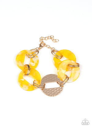 Paparazzi - Retro Recharge - Yellow Bracelet