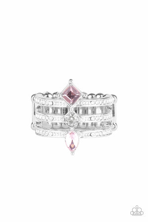 Paparazzi - Triple Throne Twinkle - Pink Ring