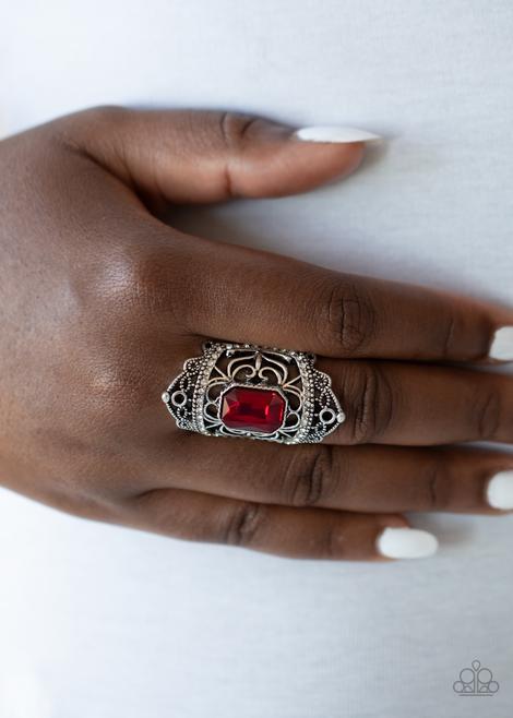 Paparazzi - Undefinable Dazzle Ring - Exclusive Red Ring