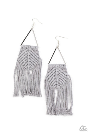 Paparazzi - Macrame Jungle - Silver Earrings