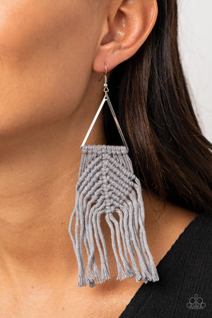 Paparazzi - Macrame Jungle - Silver Earrings