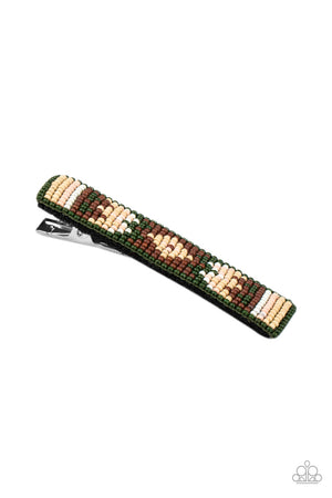 Paparazzi - Lay Of The Desert - Multi Green Hair Clip