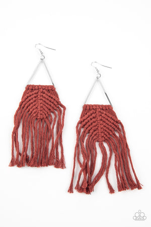 Paparazzi - Macrame Jungle - Brown Earrings