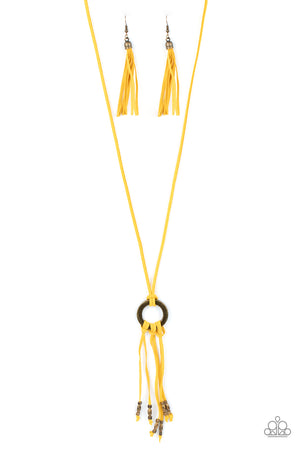 Paparazzi - Feel at HOMESPUN - Yellow Necklace