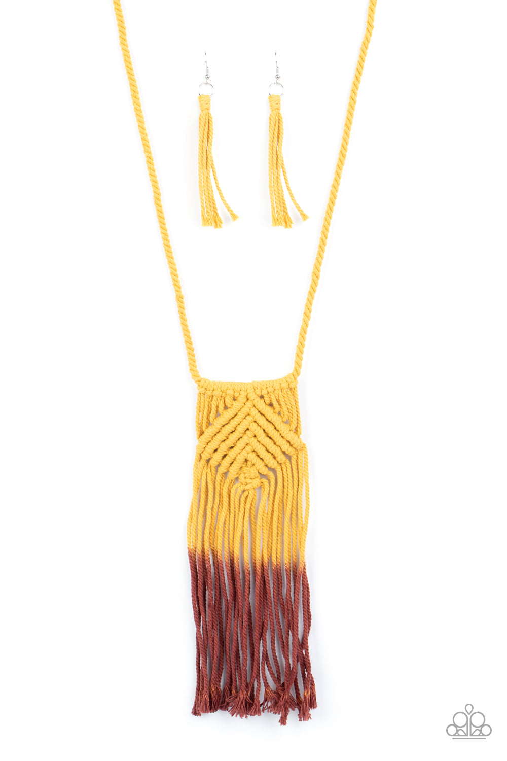 Paparazzi - Look At MACRAME Now - Yellow Necklace