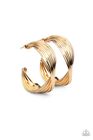 Paparazzi - Curves In All The Right Places - Gold Earrings